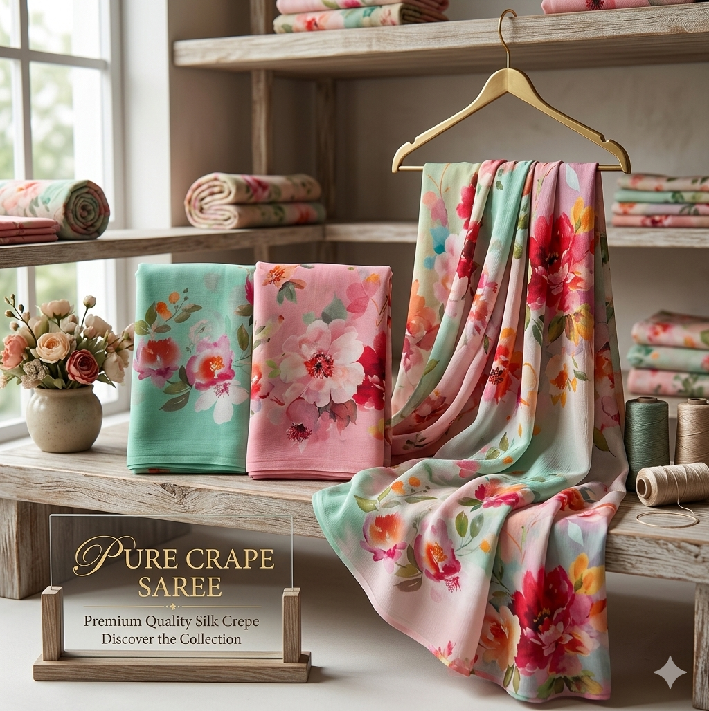 Pure Crape Sarees